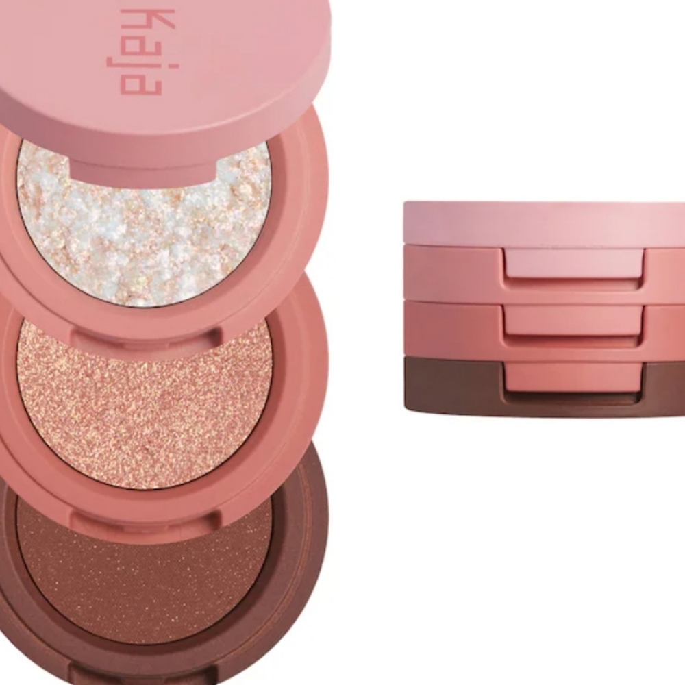 NIB KAJA Beauty Bento Bouncy Mosaic Chrome, Shimmer & Matte Trio - Coral Sunrise